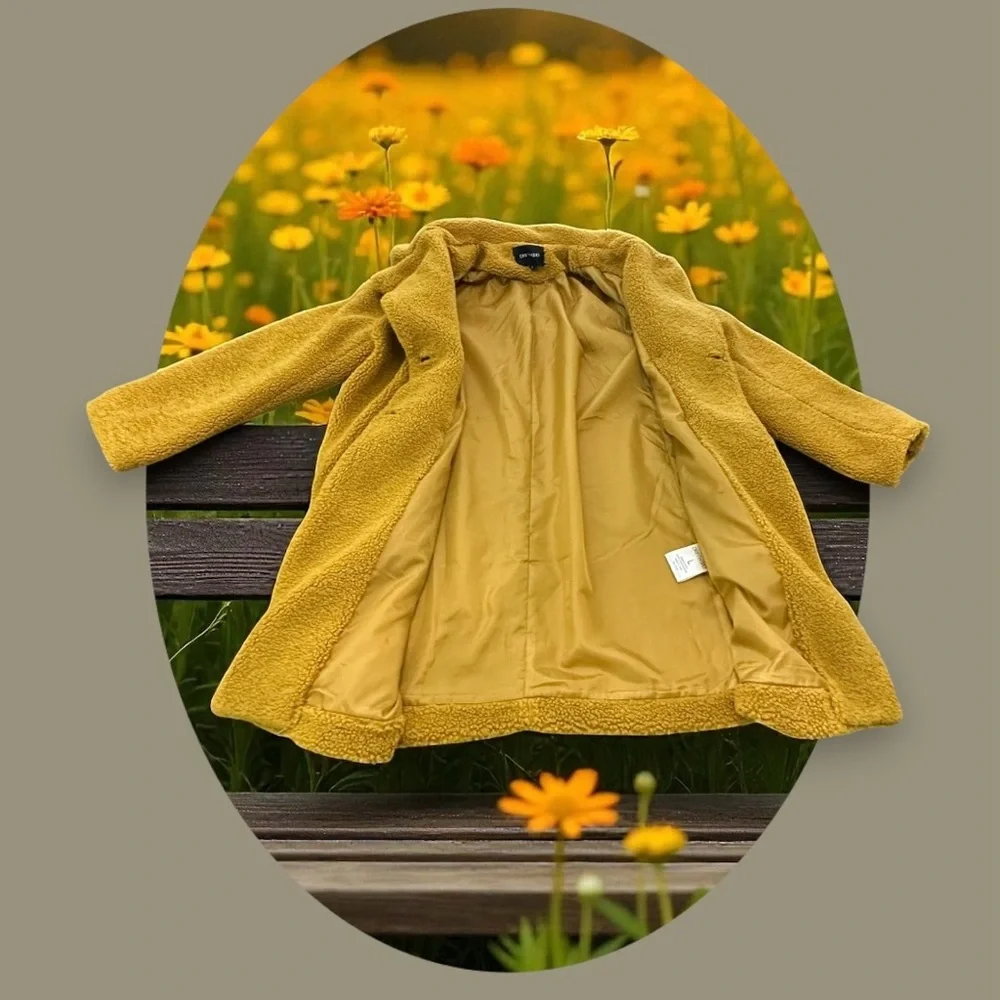 DRIFTWOOD Sherpa Coat. Size: Large 
Dark Mustard Yellow - Picture 4 of 11